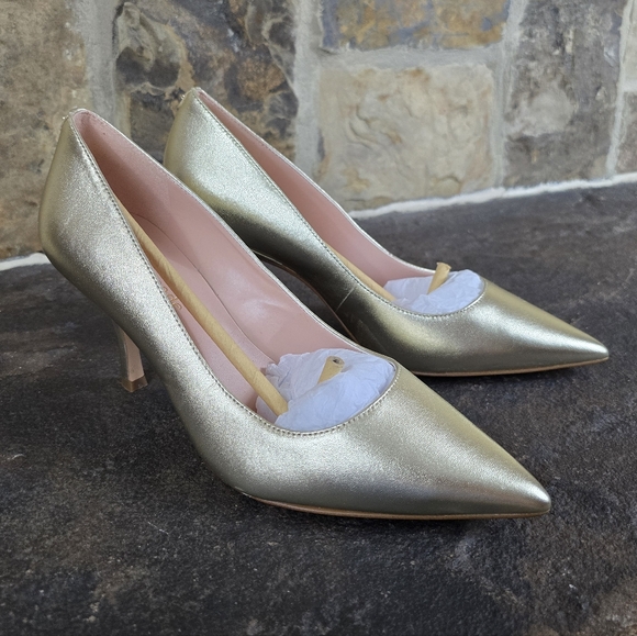 NEW Kate Spade Sonia Gold Pointy Toe Heels - Picture 2 of 8